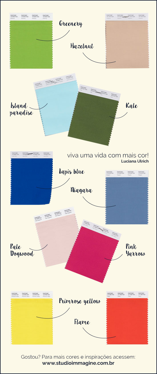 tendências de cores Pantone primavera Verão 2017