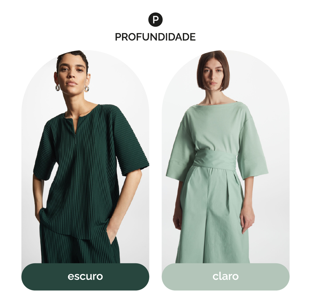 profundidade do verde: claro e escuro
