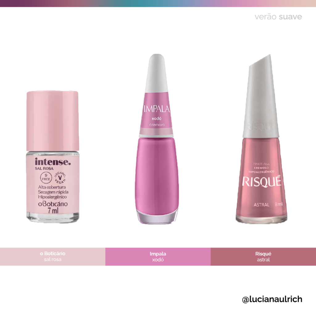 esmaltes rosados para cartela verão suave