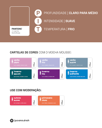 Em quais cartelas da coloração pessoal encontramos o Mocha Mousse?