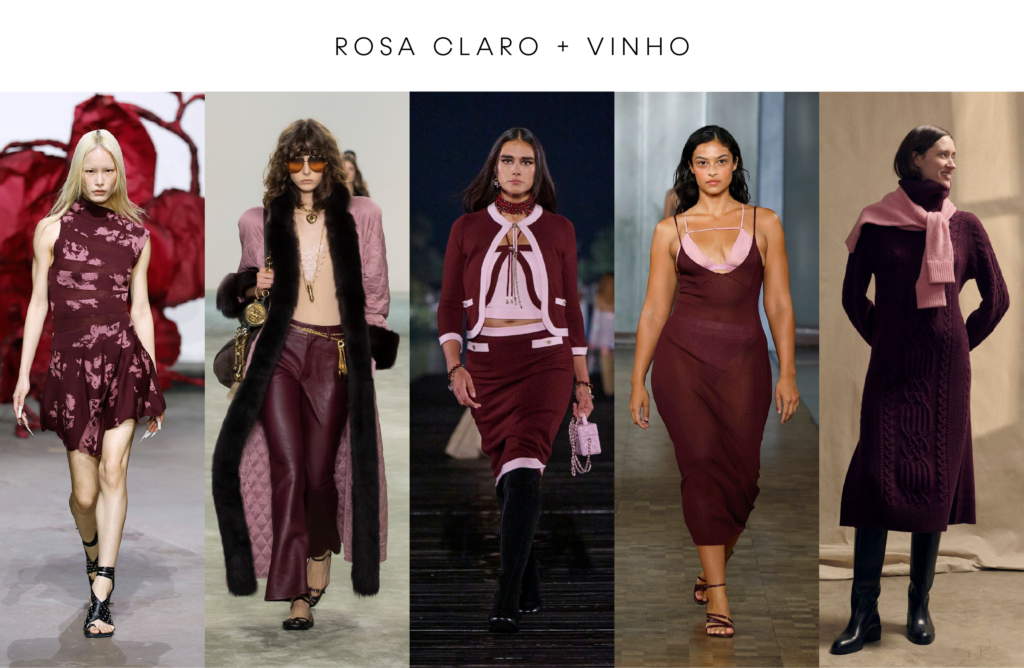 Combinação de cores para usar no outono: rosa claro + vinho