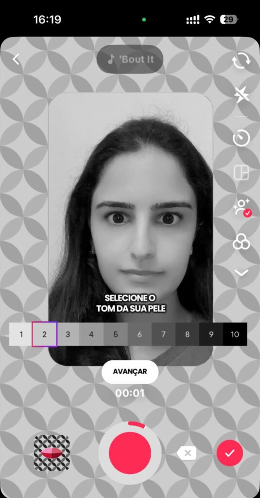 o fundo estampado irá aparecer no filtro