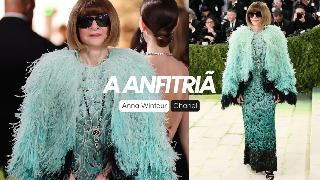 a anfitriã Anna Wintour no Met gala 2026 usando a tendência da cor transformative teal